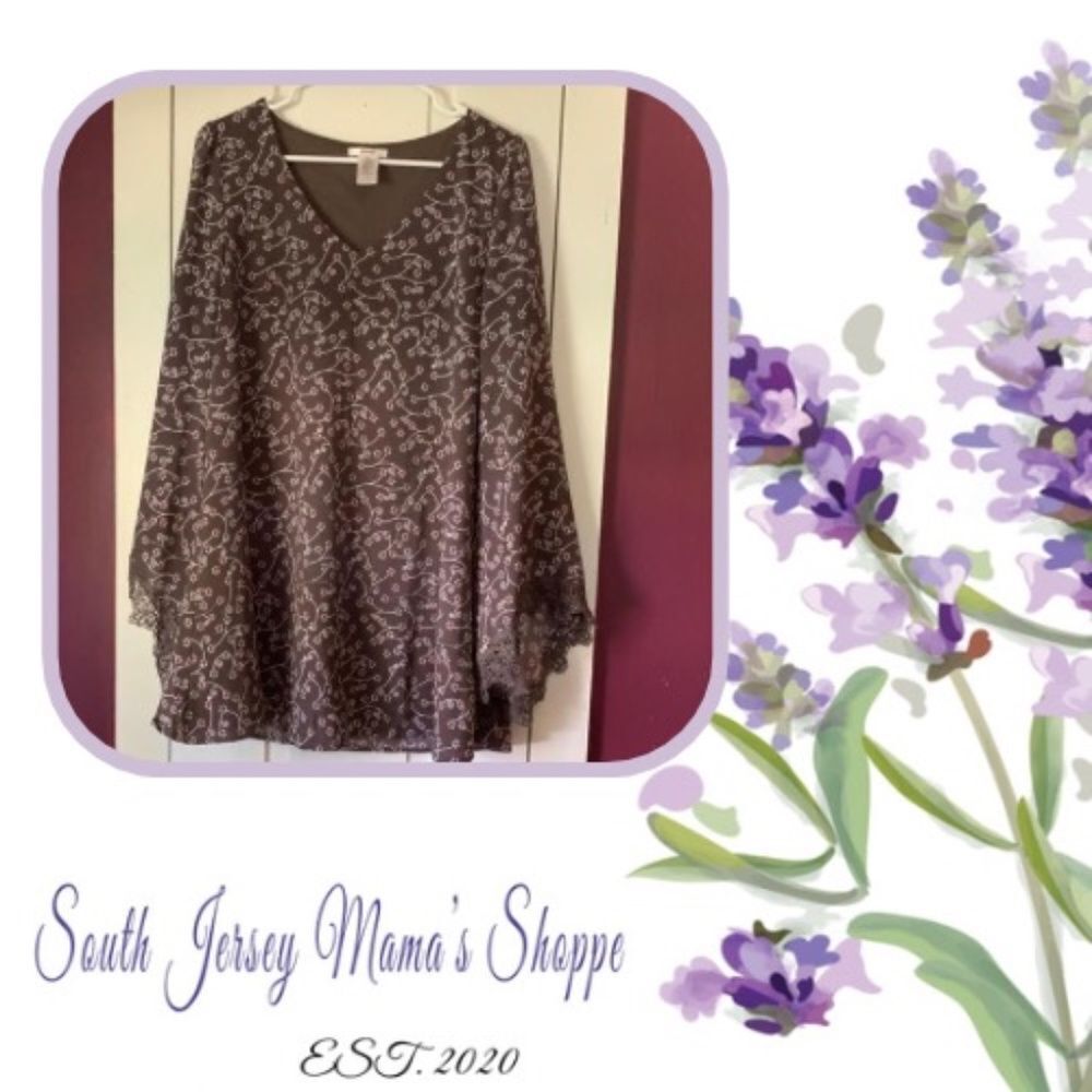 Esley Size M Dress Brown With Red Flowers And Lace